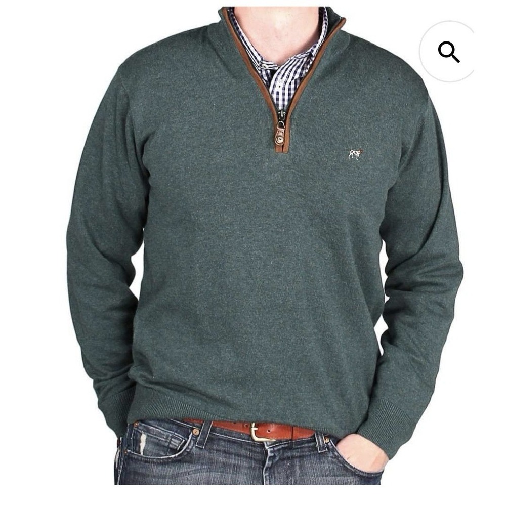 Southern Point Co. Sweater Men's Medium Green Hayward 1/4 Zip Pullover Preppy